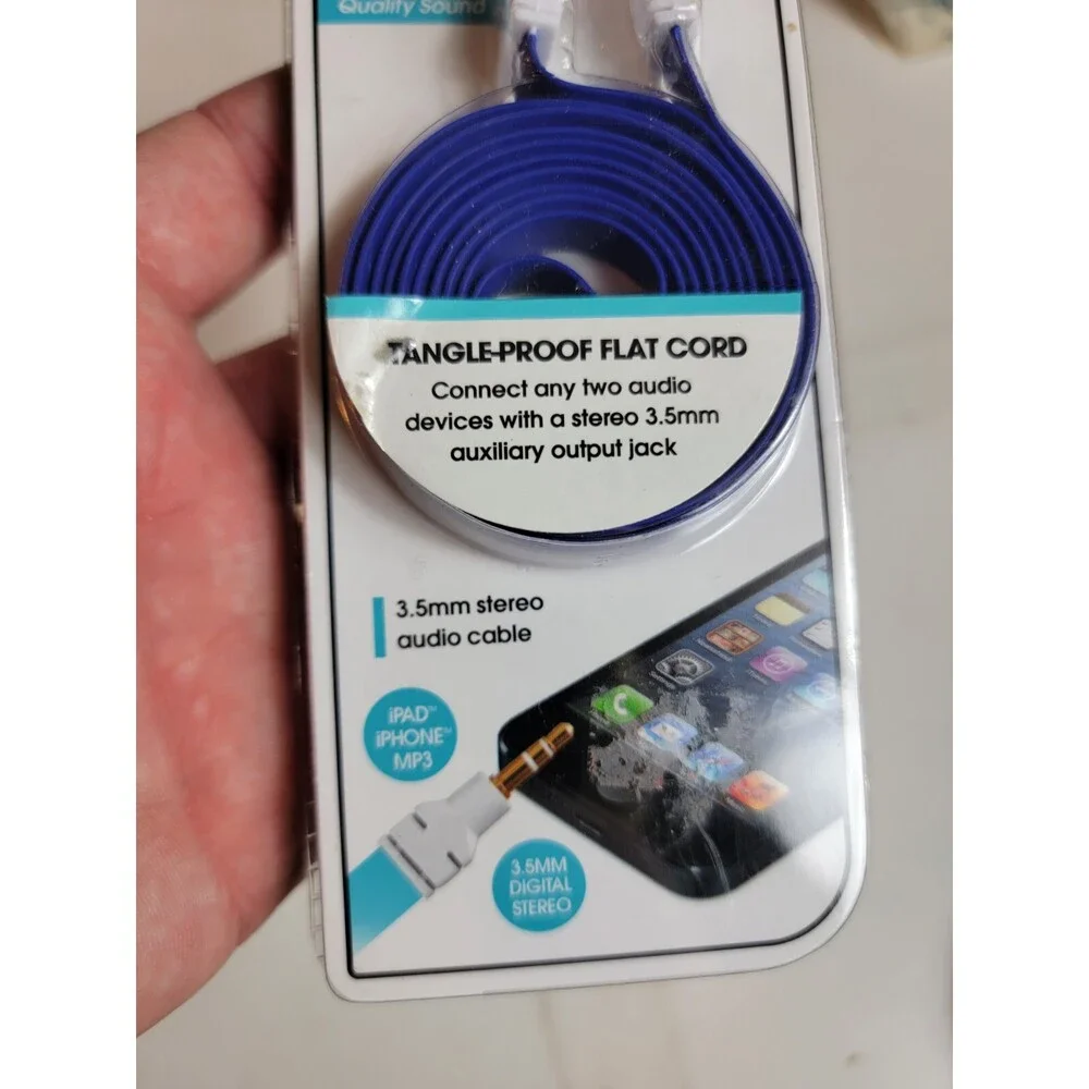 Mobilepro 4 foot Audio Cable Tangle Proof Flat Cord Mobile
